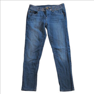 Soho Dark Blue Skinny Jeans with Studded Waist